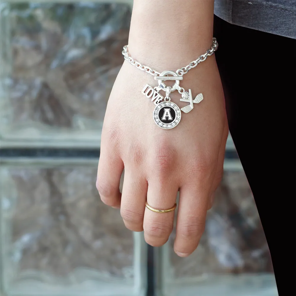 Silver Cheerleader - Sports Initial A Circle Charm Toggle Bracelet