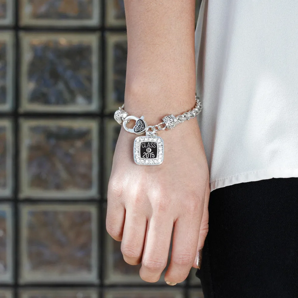 Silver Class of 2015 Square Charm Braided Bracelet