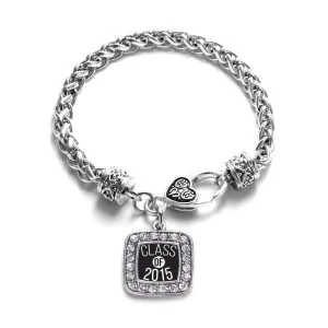 Silver Class of 2015 Square Charm Braided Bracelet