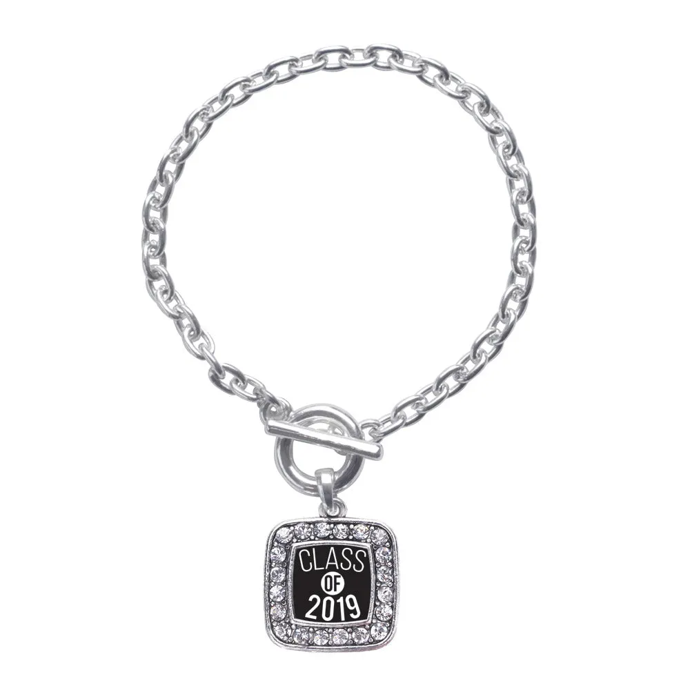 Silver Class of 2019 Square Charm Toggle Bracelet