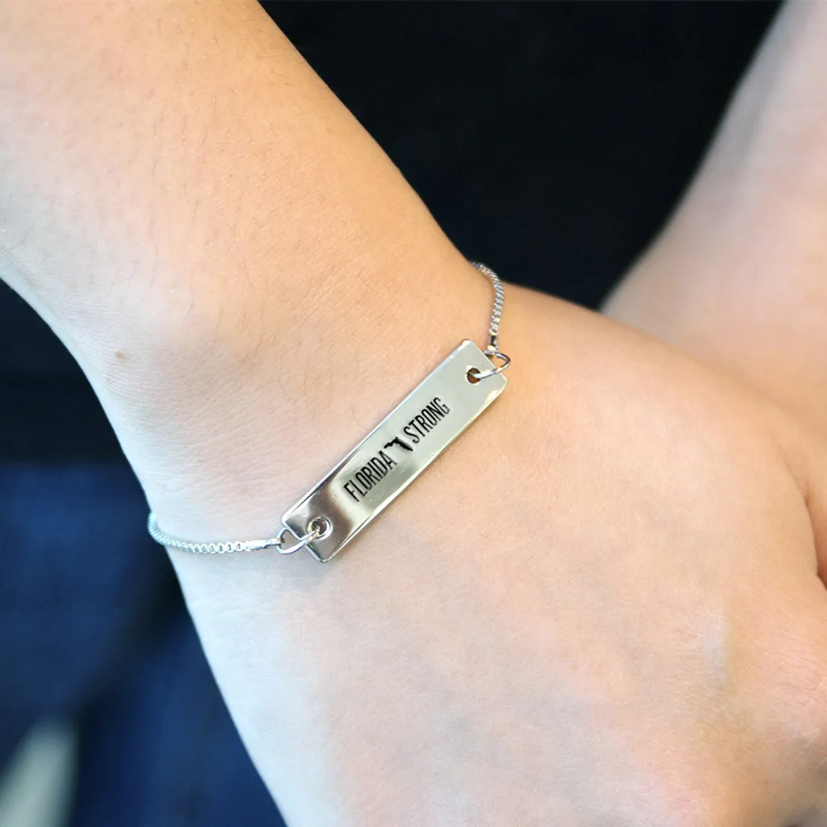 Silver Florida Strong Adjustable Bar Bracelet