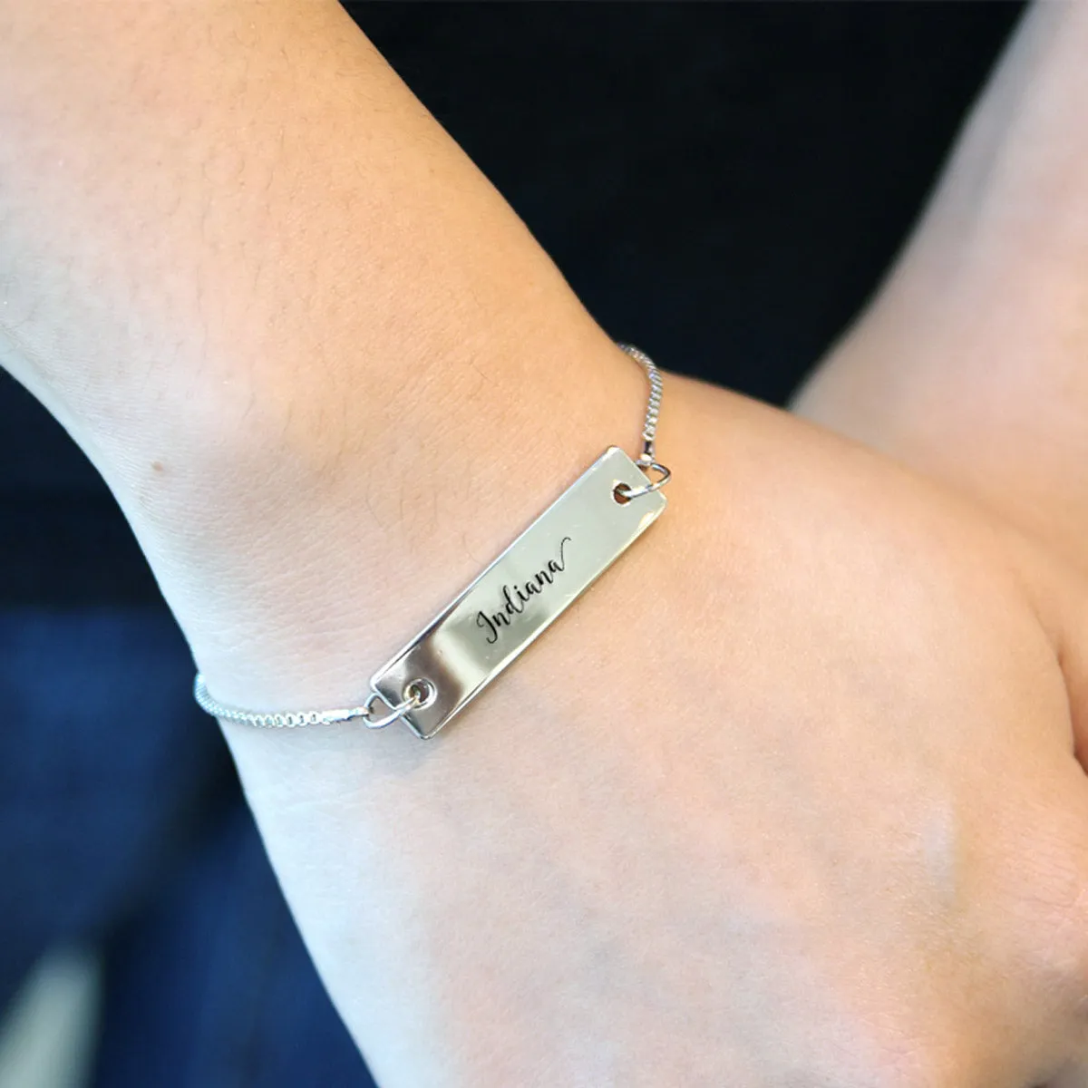 Silver Indiana Adjustable Bar Bracelet