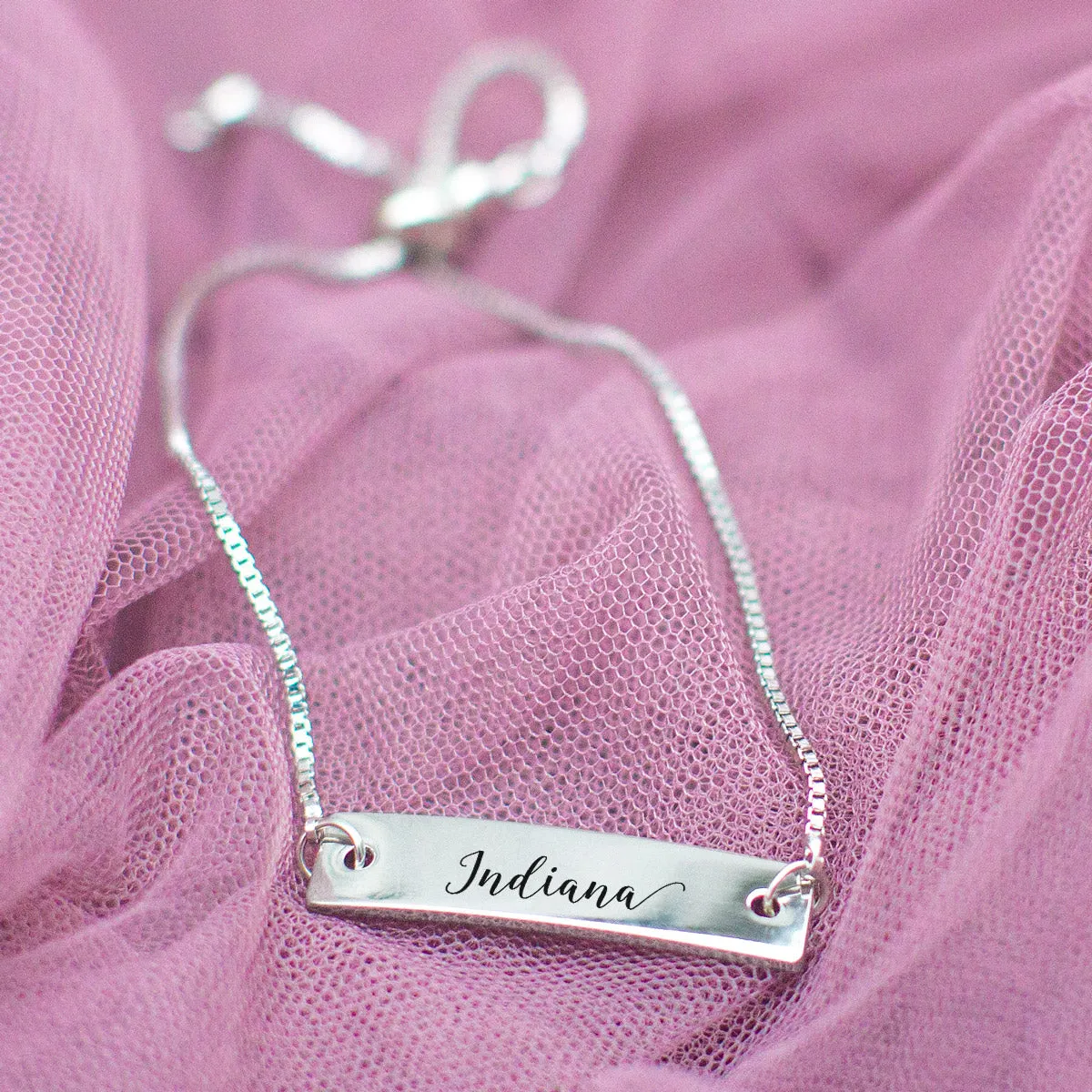 Silver Indiana Adjustable Bar Bracelet