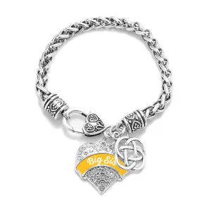 Silver Marigold Big Sis Celtic Knot Pave Heart Charm Braided Bracelet