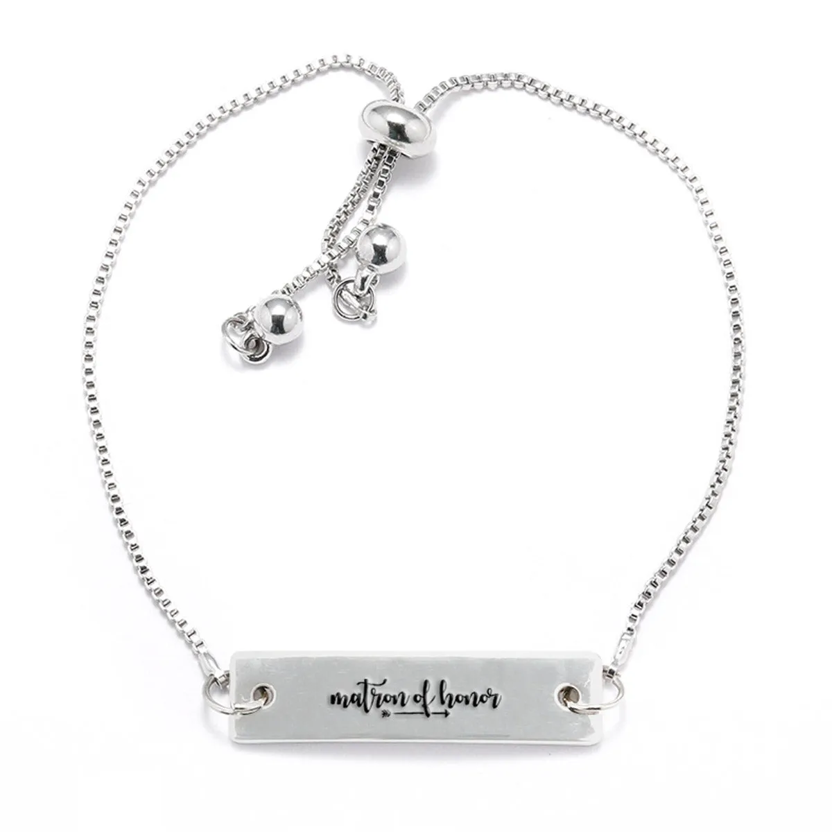 Silver Matron of Honor Adjustable Bar Bracelet