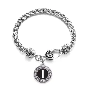 Silver My Vintage Initials - Letter I Circle Charm Braided Bracelet