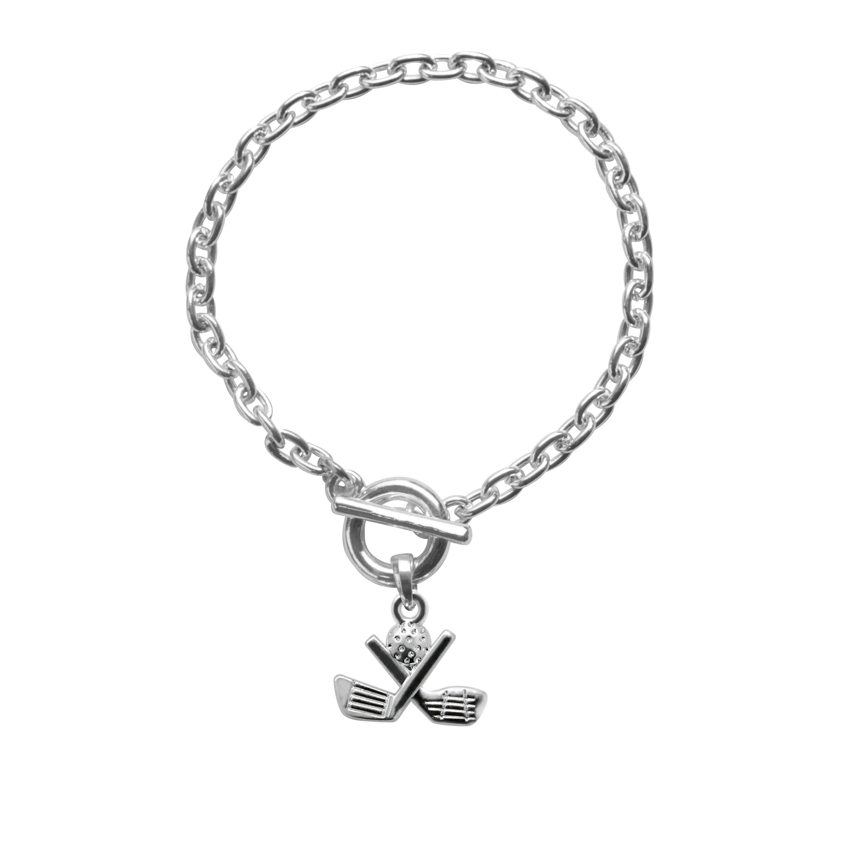 Silver Petite Golf Charm Toggle Bracelet