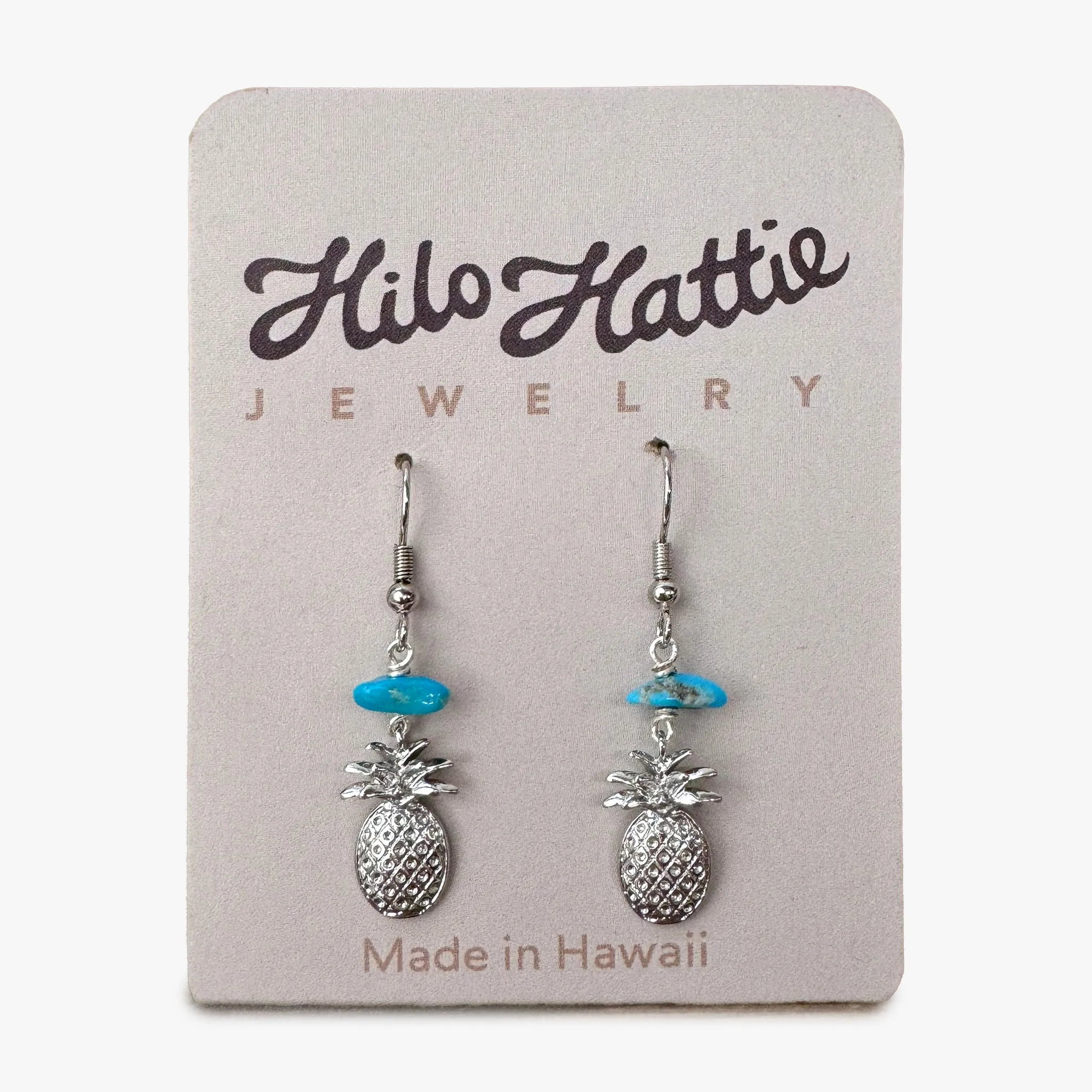 Silver Pineapple Turquoise Earrings