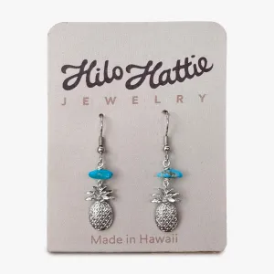 Silver Pineapple Turquoise Earrings