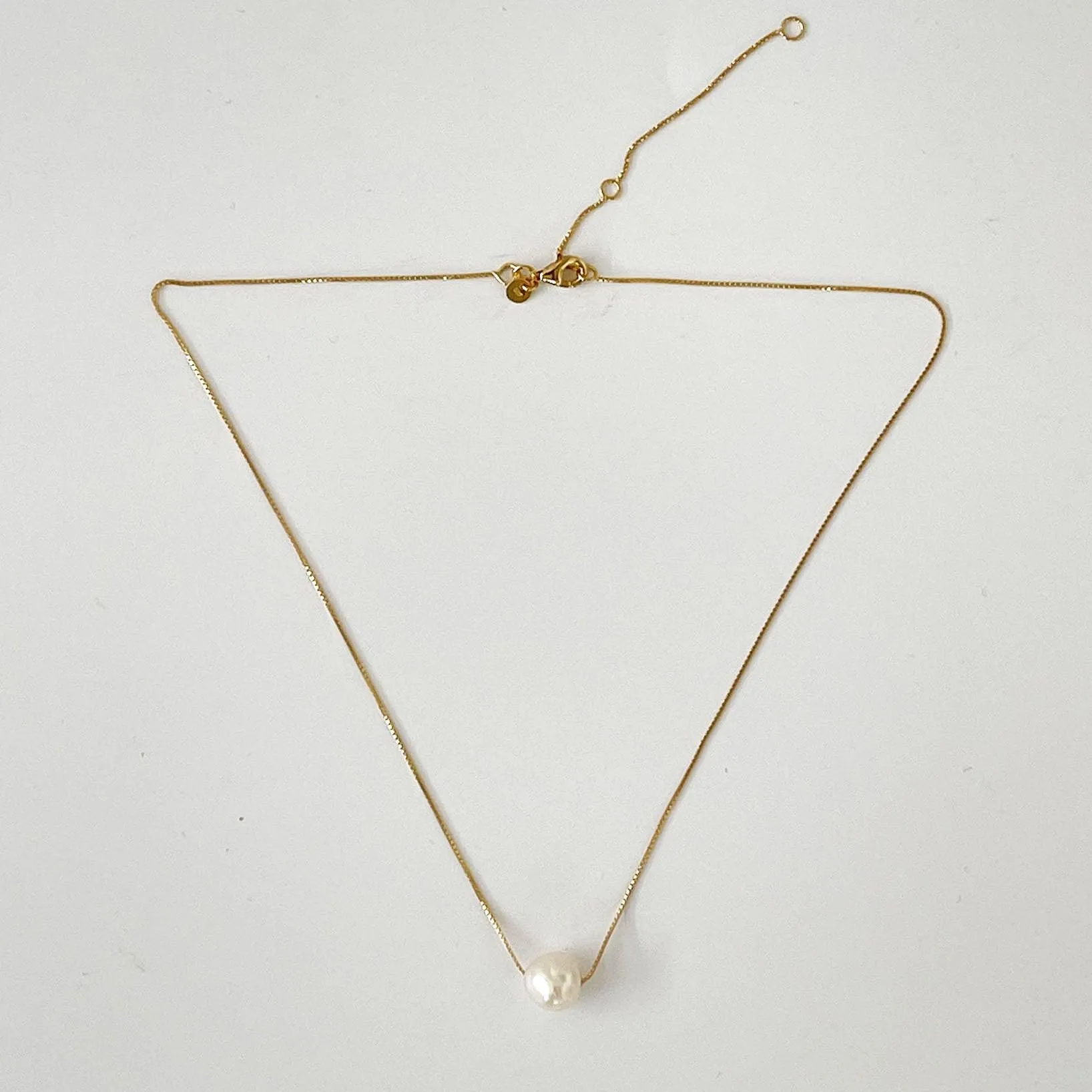 Single Pearl Necklace on Gold Plate