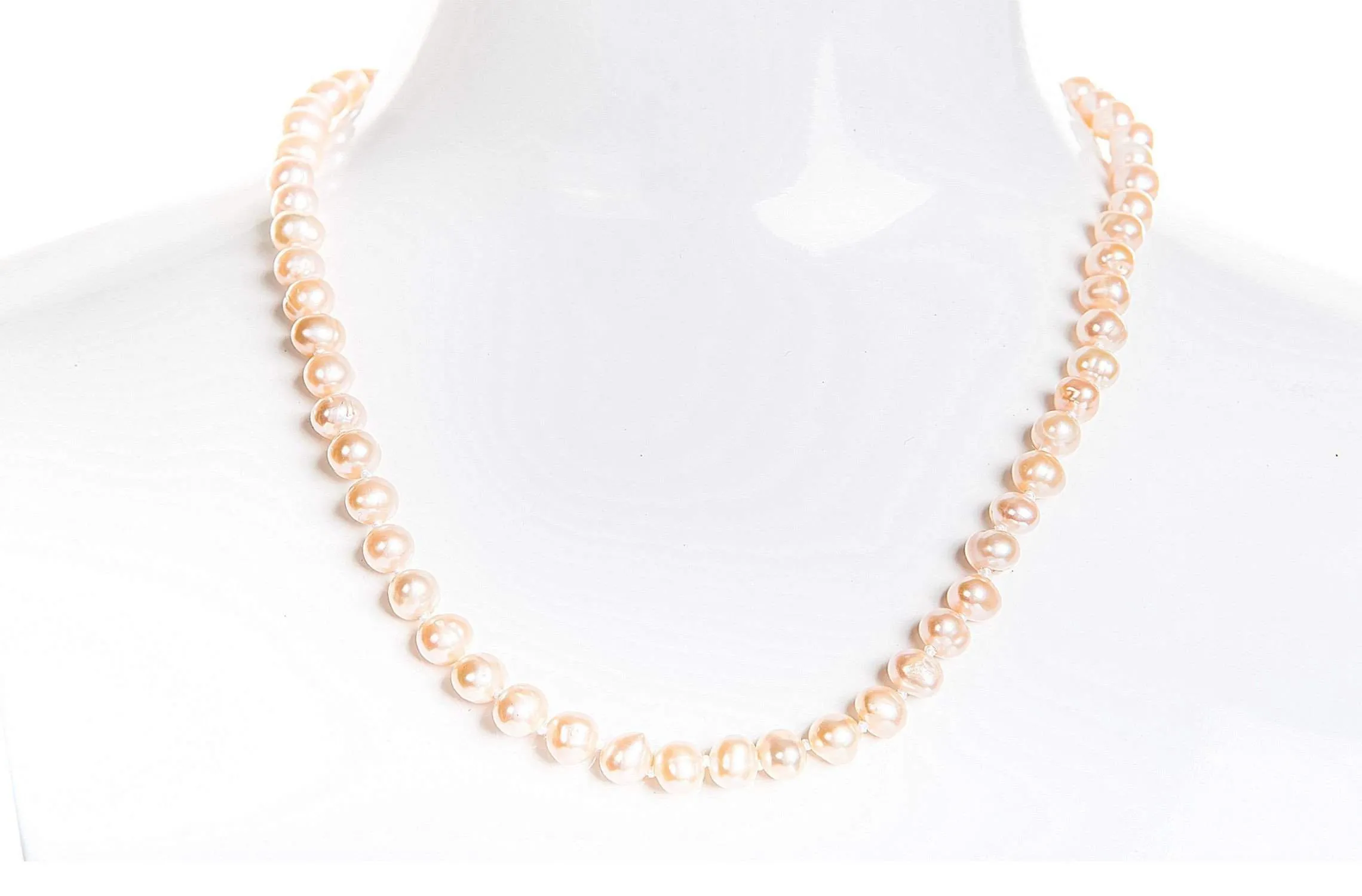 Single Strand Peach Fashion Pearl Necklace 6 mm