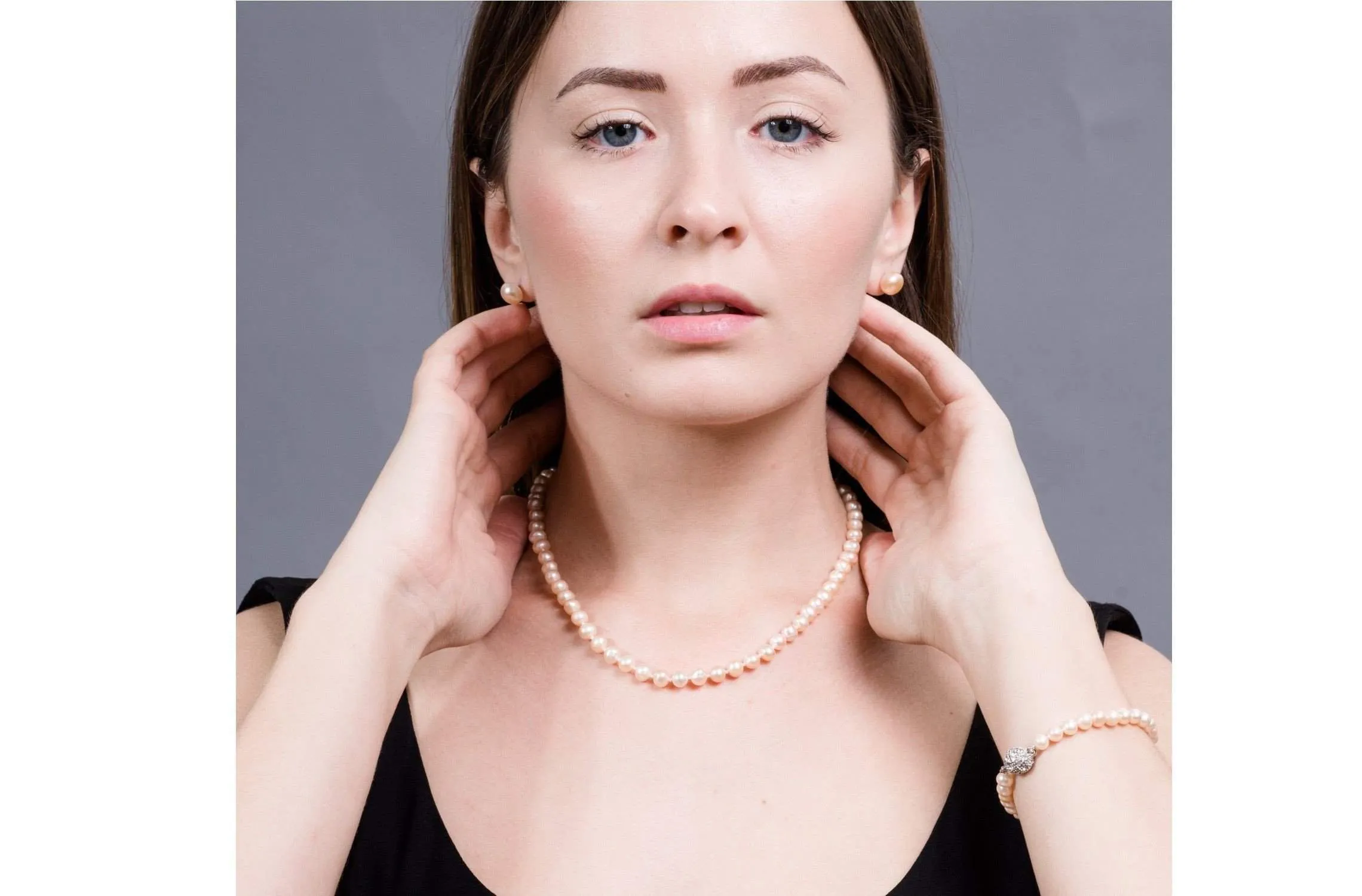 Single Strand Peach Fashion Pearl Necklace 6 mm