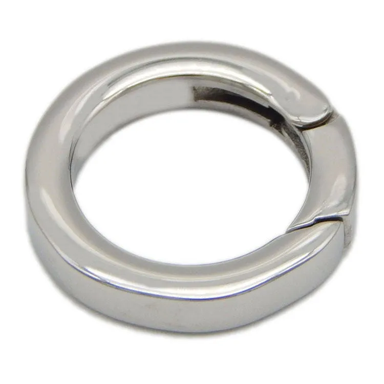 Spring Ring  3/4" 20mm Surgical Stainless Steel Carabiner Round Push Gate Snap Open Hook Silver Tone Hinge Key Camping