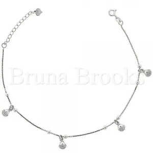 Sterling Silver 03.183.0099 Fancy Bracelet, Teardrop Design, Diamond Cutting Finish, Rhodium Tone