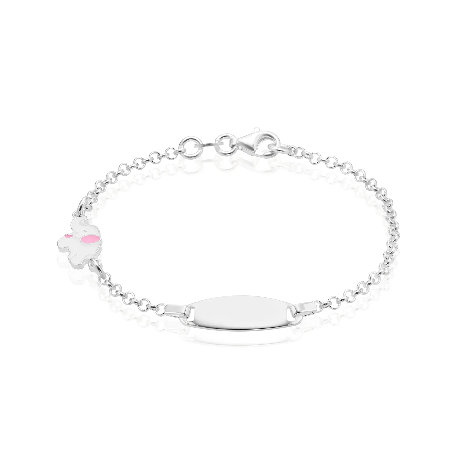 Sterling Silver 16cm Elephant Enamel Children's Bracelet