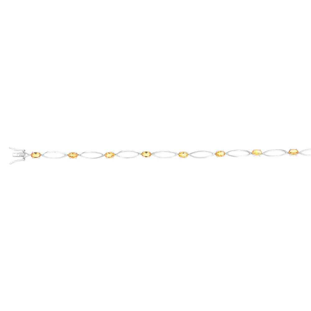 Sterling Silver 2.20Ct Oval Citrine Bracelet