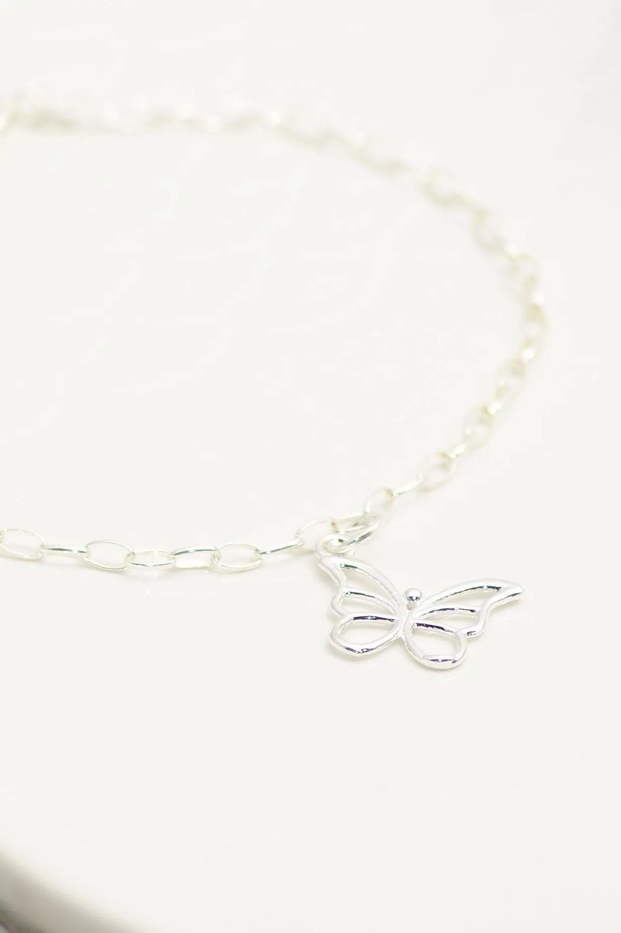 Sterling Silver Butterfly Charm Bracelet