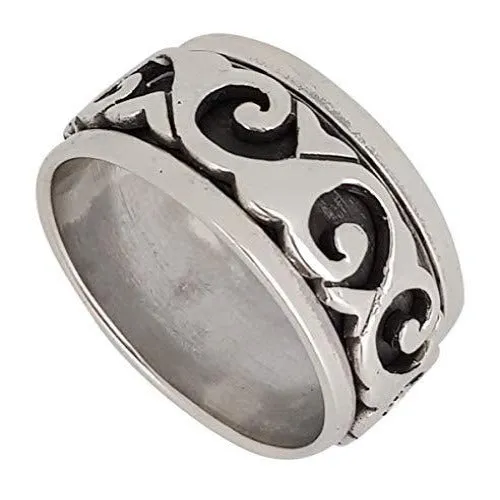 Sterling Silver Celtic Design Spinning Ring For Men And Women