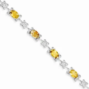 Sterling Silver Citrine Oval Bracelet