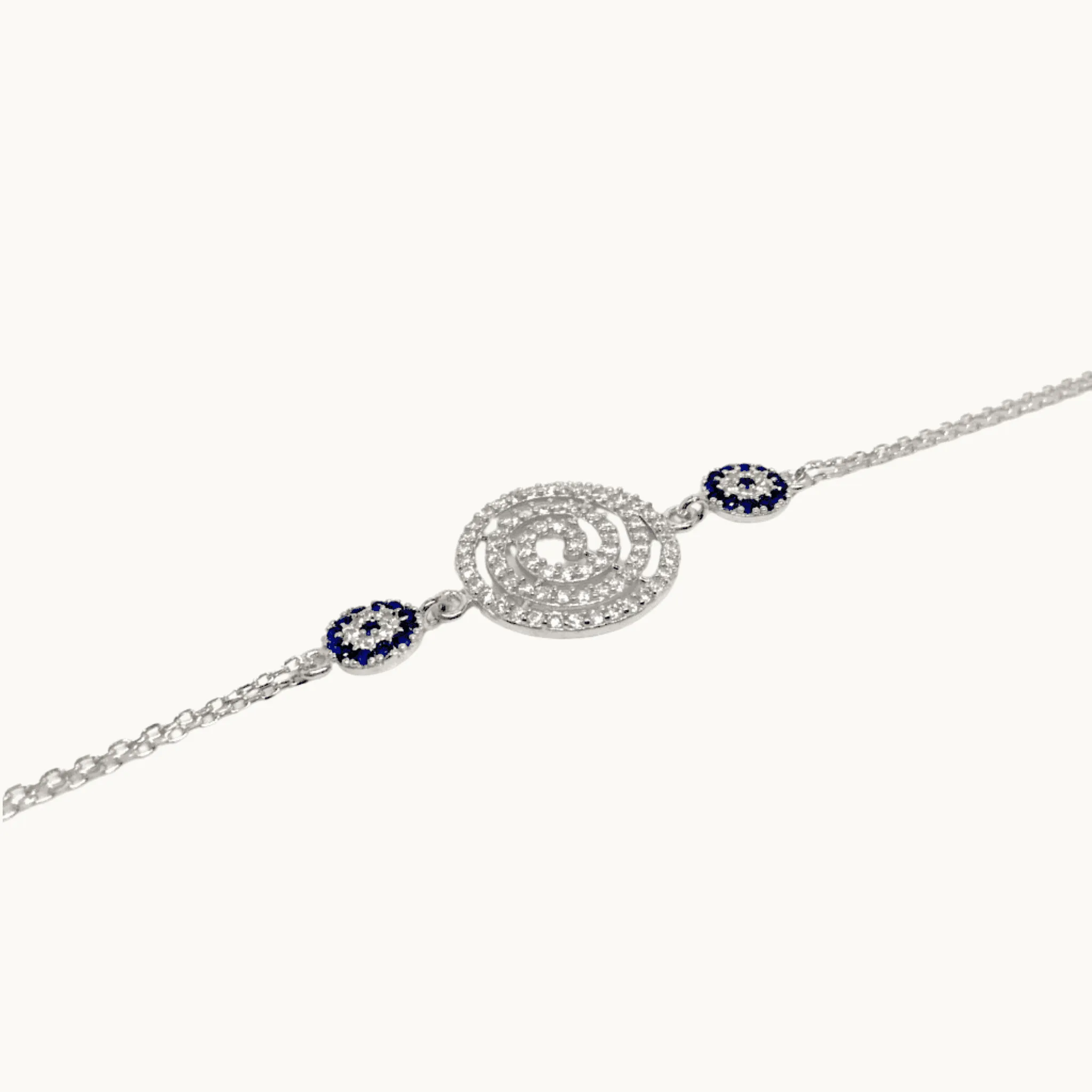 Sterling Silver Cubic Zirconia Rounds Mediterranean Style Bracelet