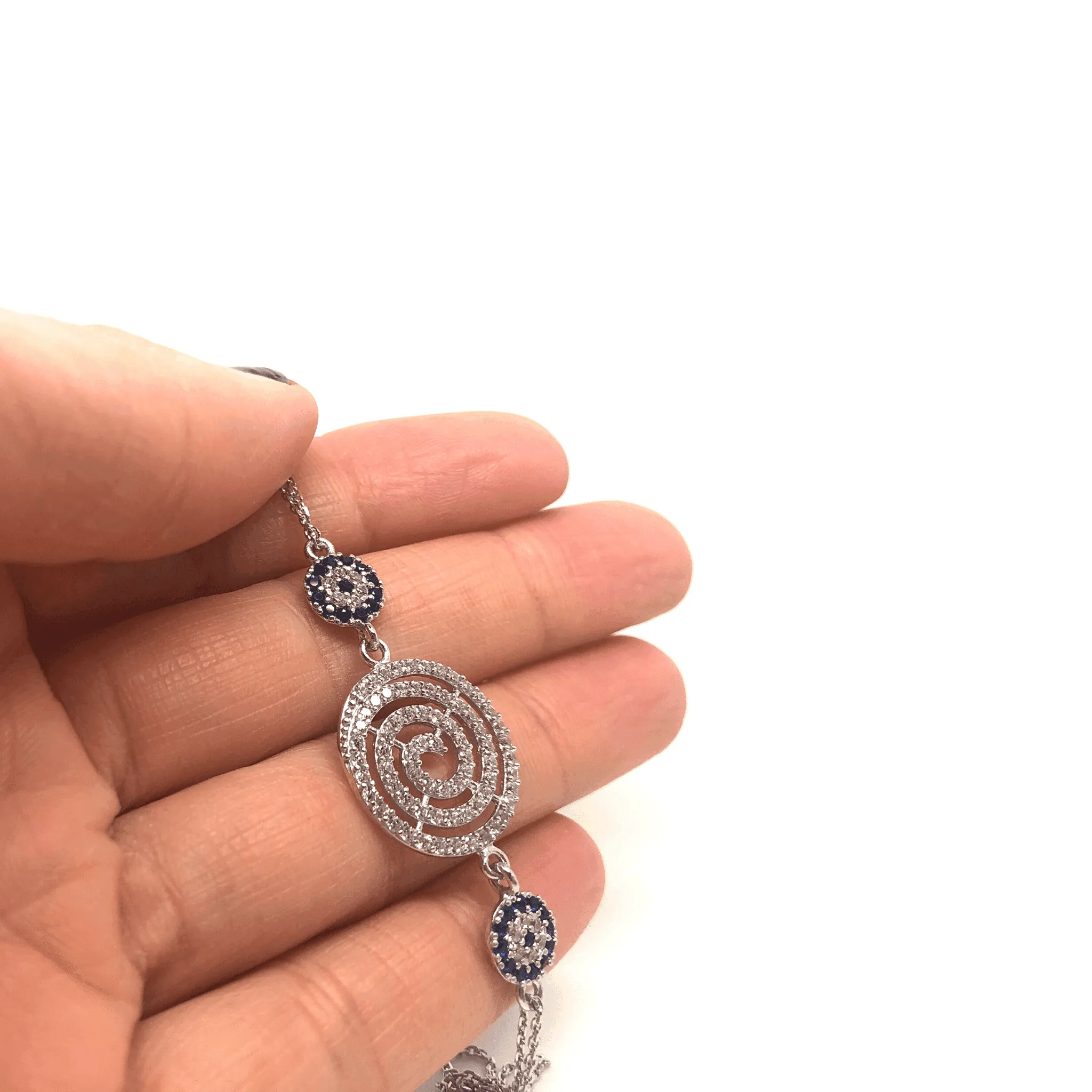 Sterling Silver Cubic Zirconia Rounds Mediterranean Style Bracelet