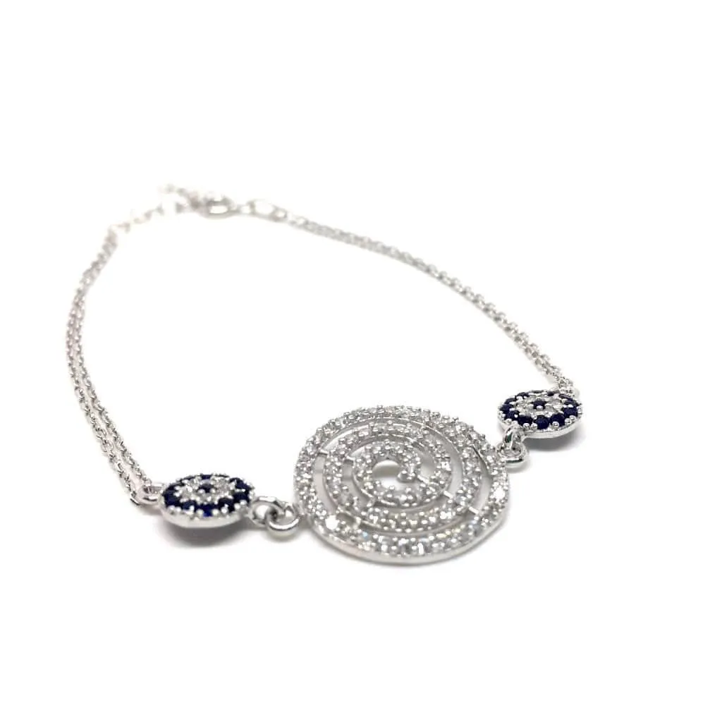 Sterling Silver Cubic Zirconia Rounds Mediterranean Style Bracelet