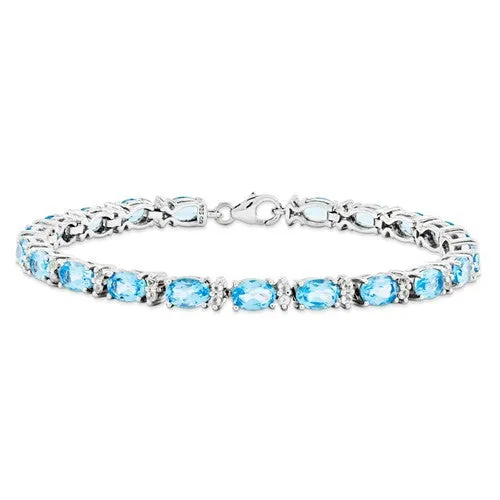 Sterling Silver Lt Swiss Bt & White Topaz Bracelet