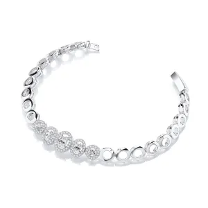 Sterling Silver Oval CZ Halo Link Bracelet