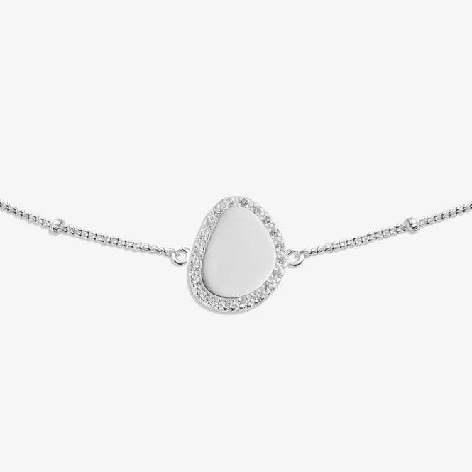 Sterling Silver Wonderful Sister Pebble Pave 16cm   3cm Bracelet JJS0005