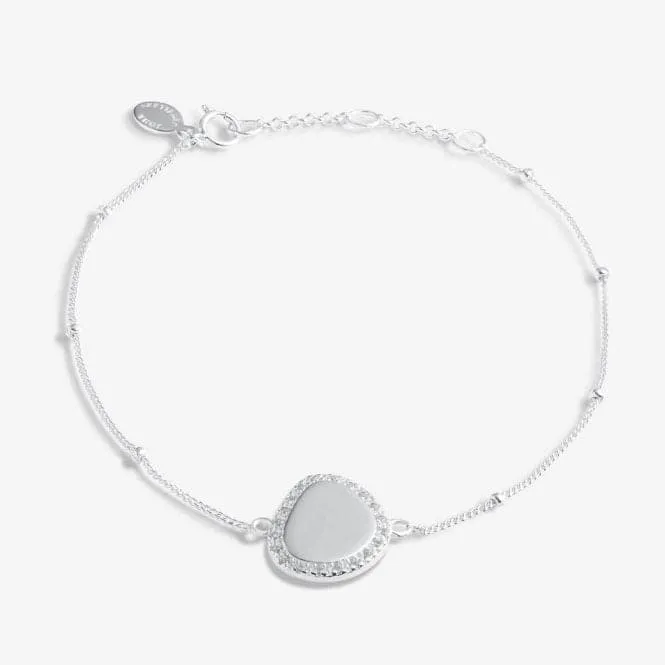 Sterling Silver Wonderful Sister Pebble Pave 16cm   3cm Bracelet JJS0005