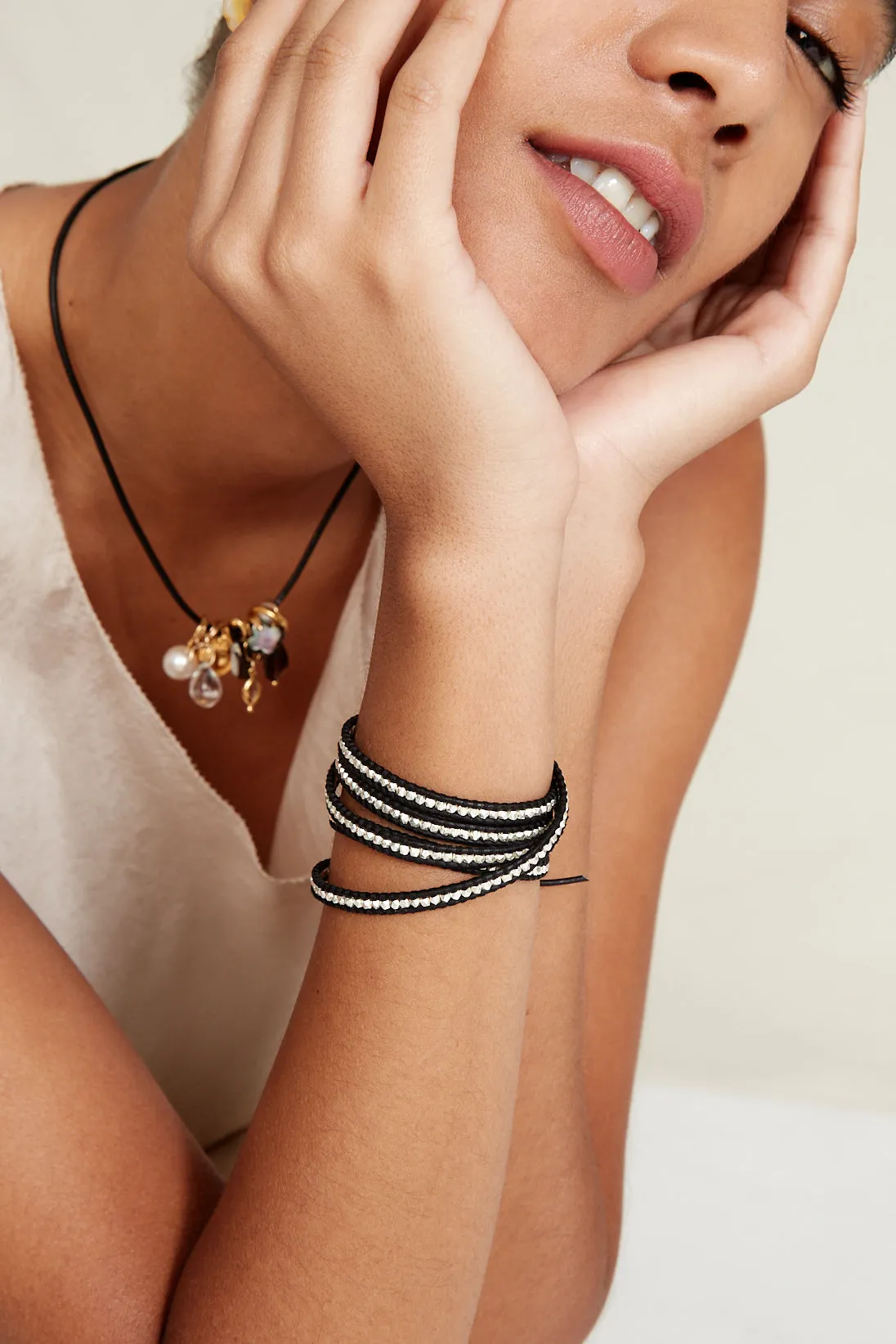 Sterling Silver Wrap Bracelet Black