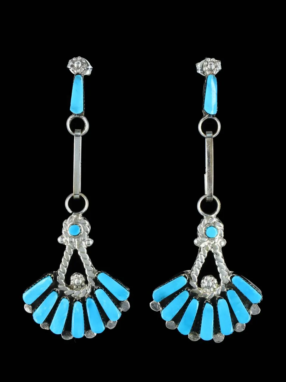 Sterling Silver Zuni Turquoise Post Earrings