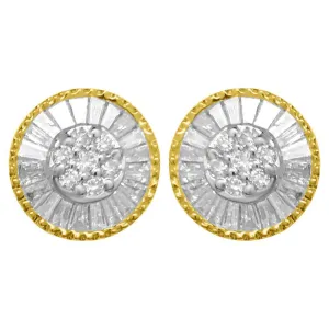 Sunburst Baguette Diamond Earrings 1.00cttw 10K Yellow Gold