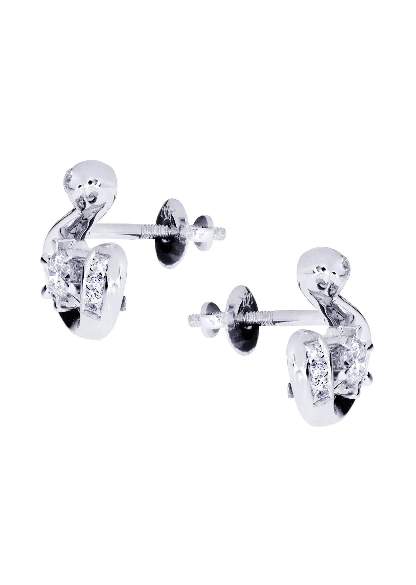 Swan Diamond Stud Earrings For Men | 14K White Gold | 0.28 Carats