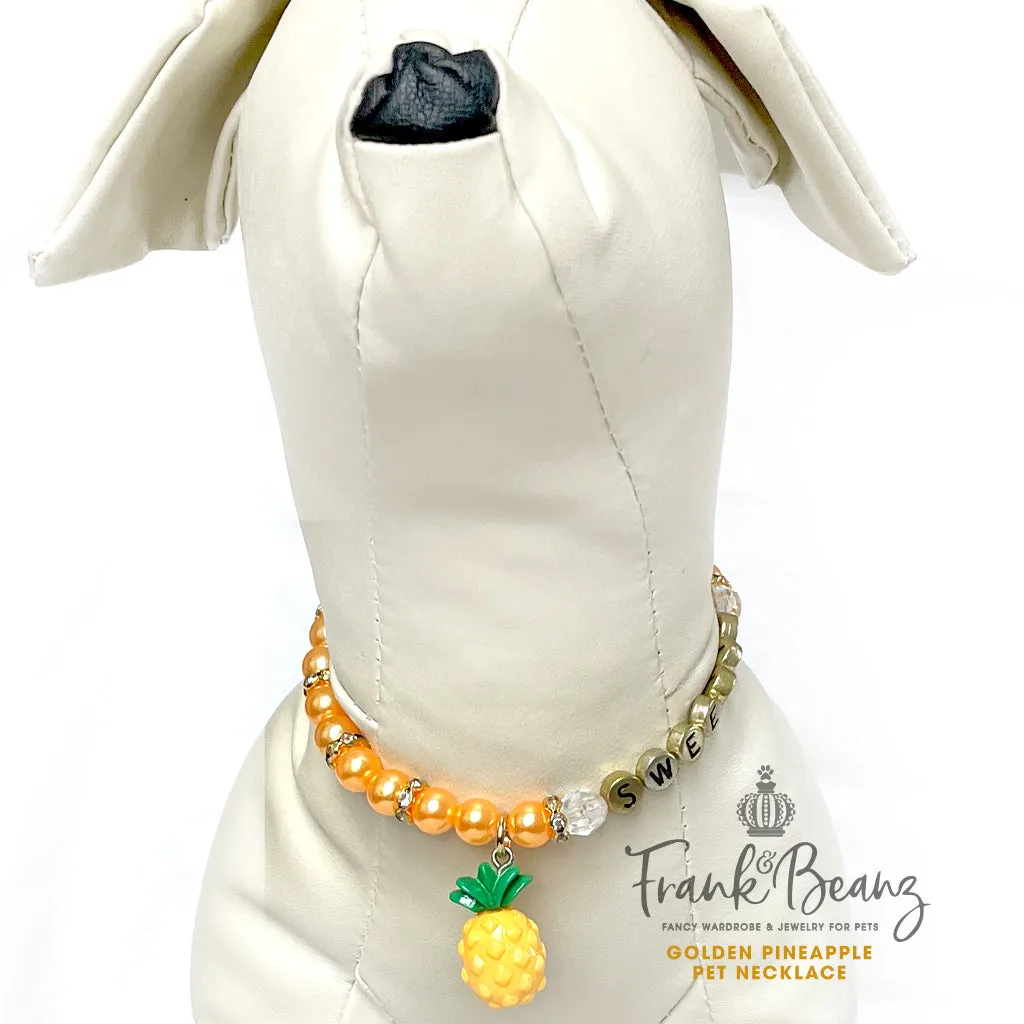 Tropical Paradise Pineapple Pearl Dog Necklace Fancy Pet Jewelry