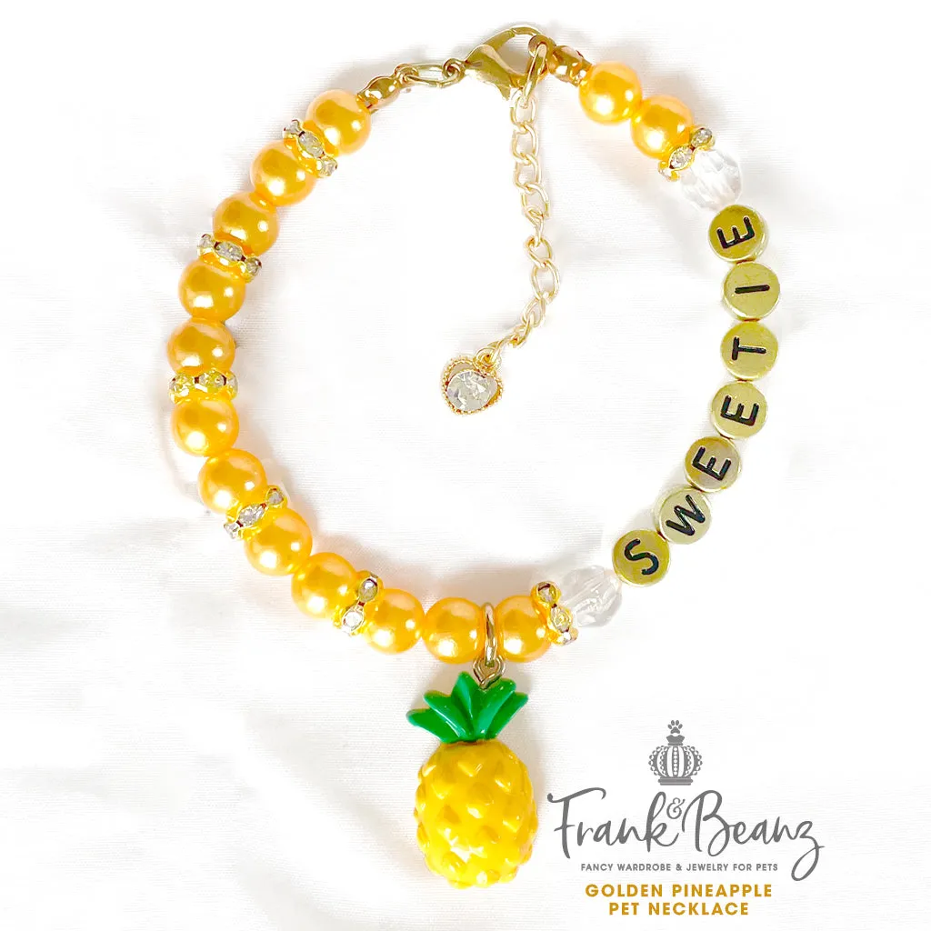 Tropical Paradise Pineapple Pearl Dog Necklace Fancy Pet Jewelry