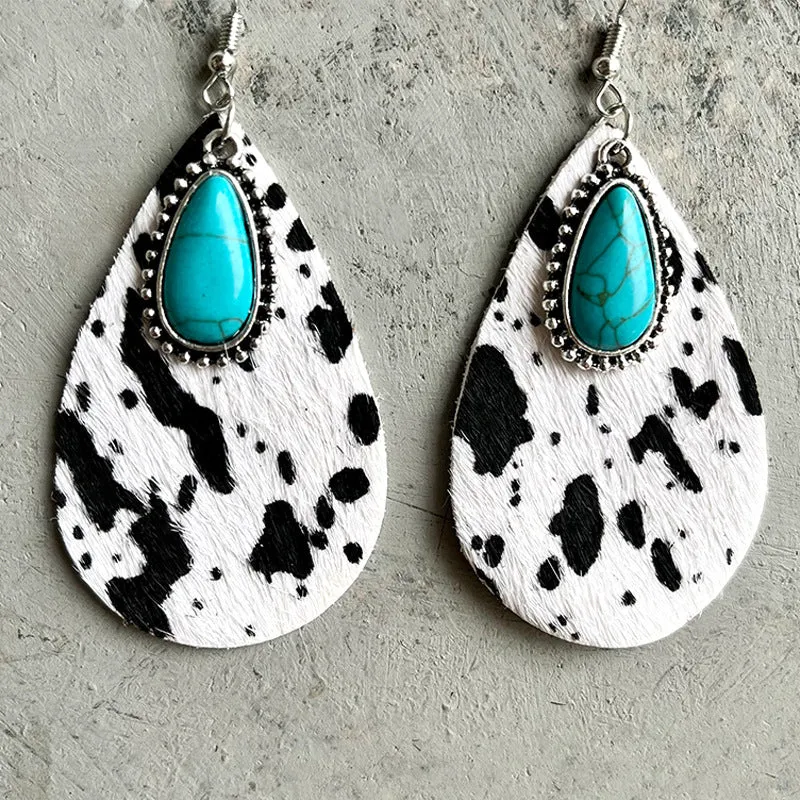 Turquoise Animal Print Earrings