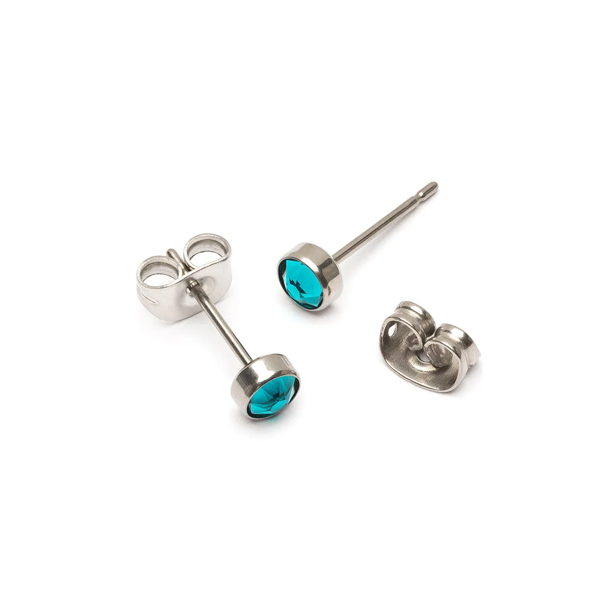 Turquoise Bezel Titanium Stud Earrings