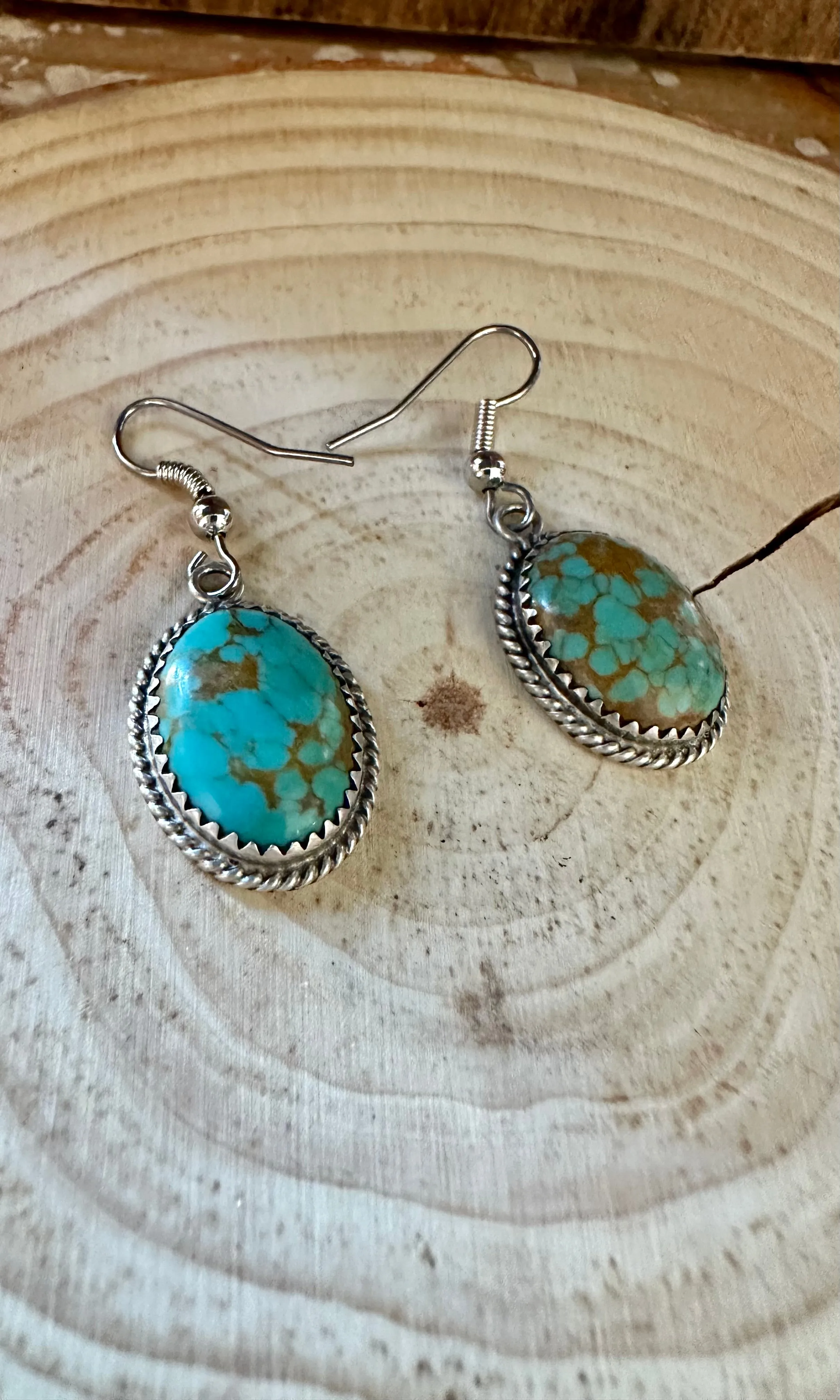 TURQUOISE BUFFALO DANCER Navajo Sterling Silver Earrings