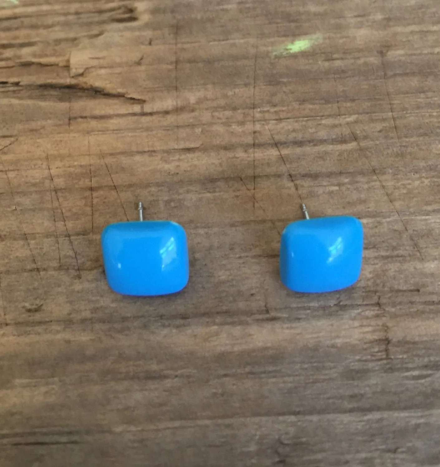 Turquoise Flat Square Stud Earrings