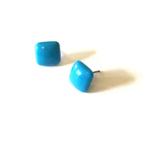 Turquoise Flat Square Stud Earrings