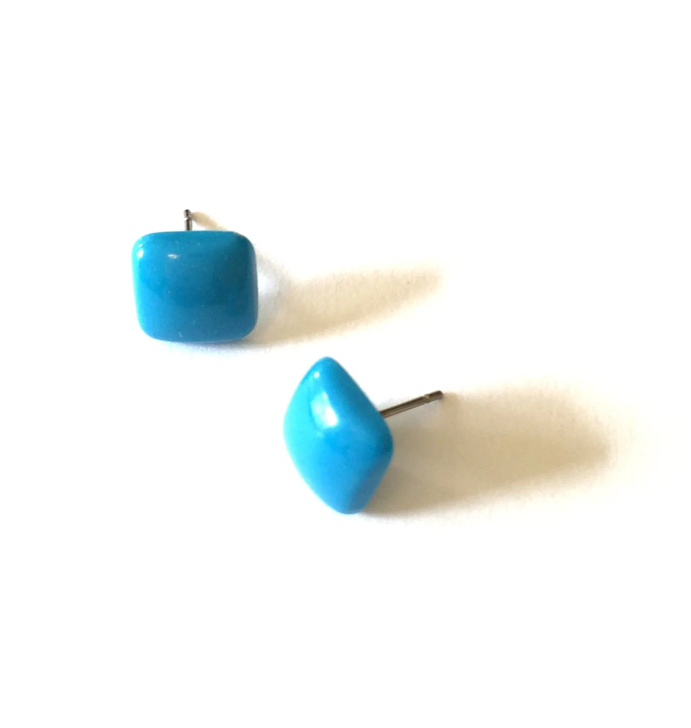 Turquoise Flat Square Stud Earrings