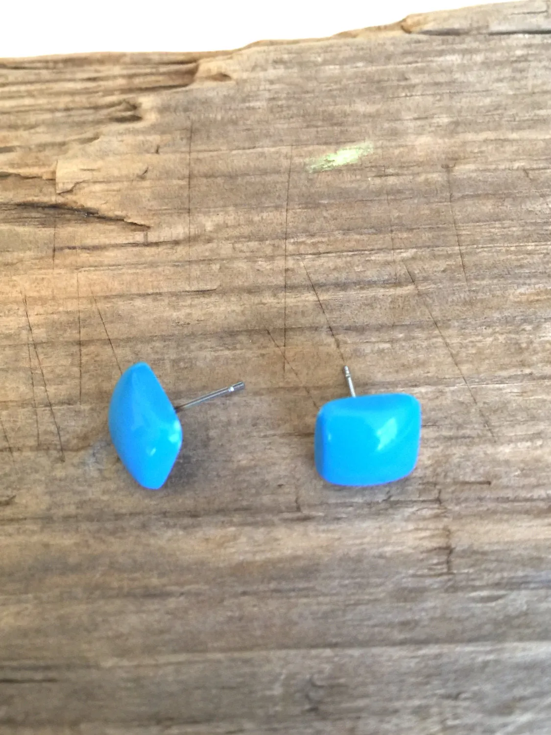 Turquoise Flat Square Stud Earrings