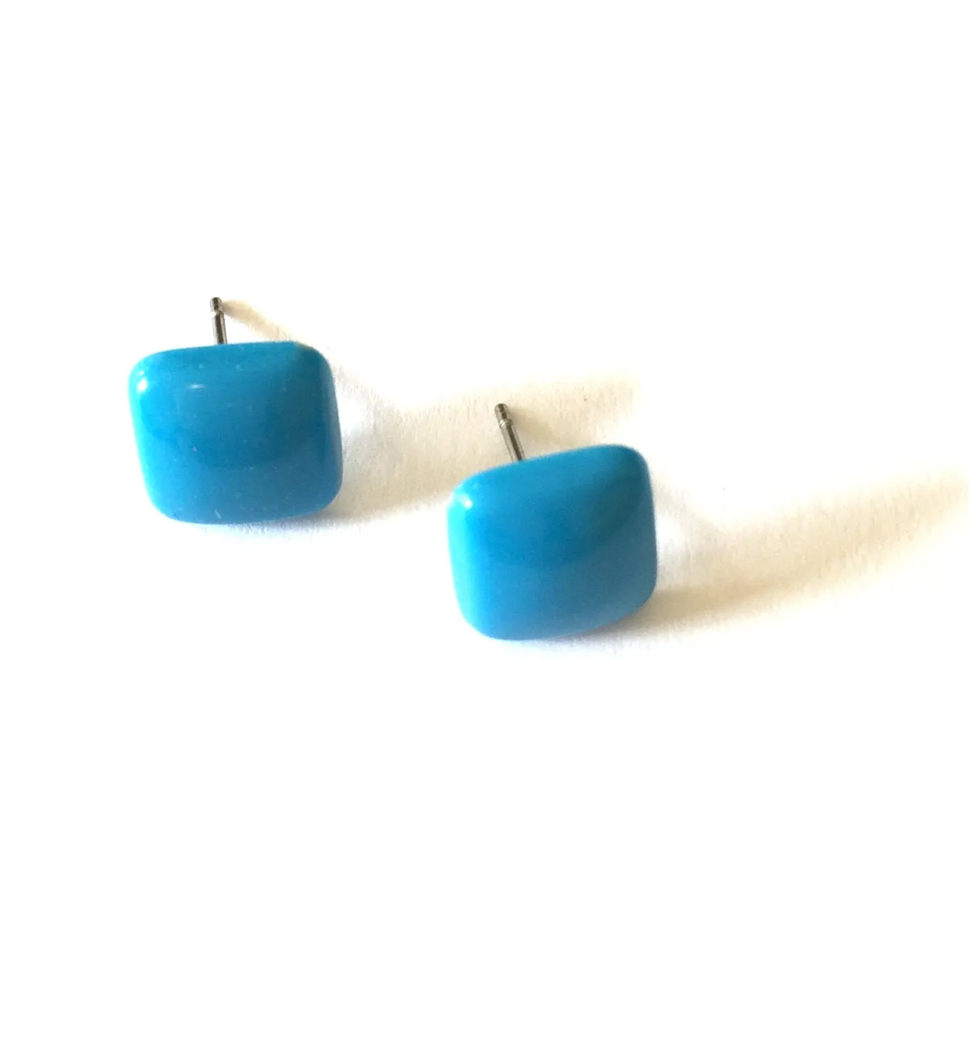 Turquoise Flat Square Stud Earrings