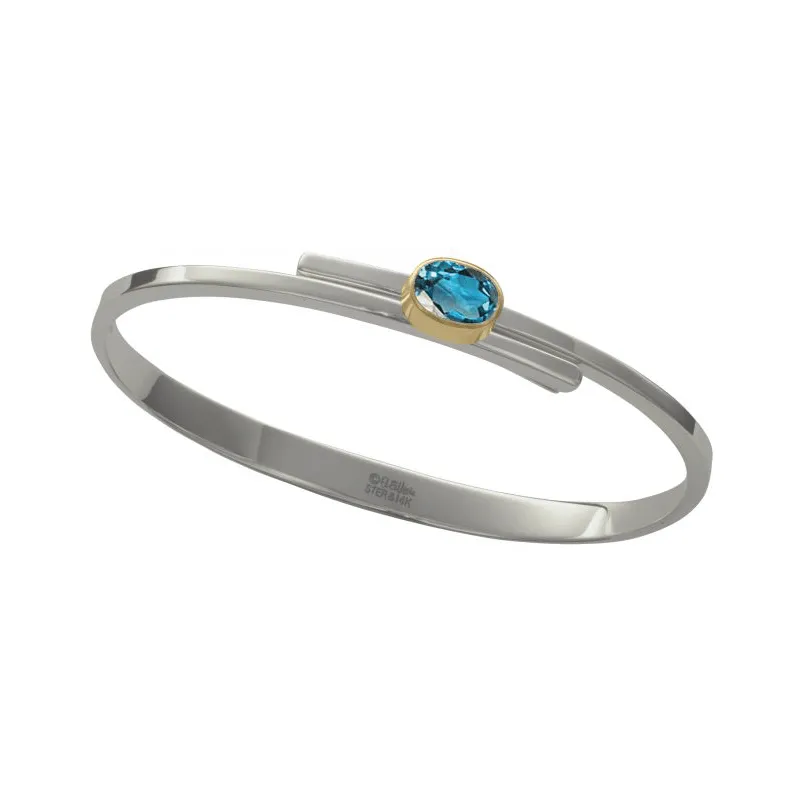 Urban Swing Bracelet in Sterling Silver, 14k Gold, & Blue Topaz