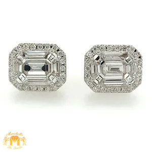 VVS/vs high clarity diamonds set in a 18k White Gold Rectangular Earrings (large VVS baguettes and emerald-cut diamonds, pie-cut setting)