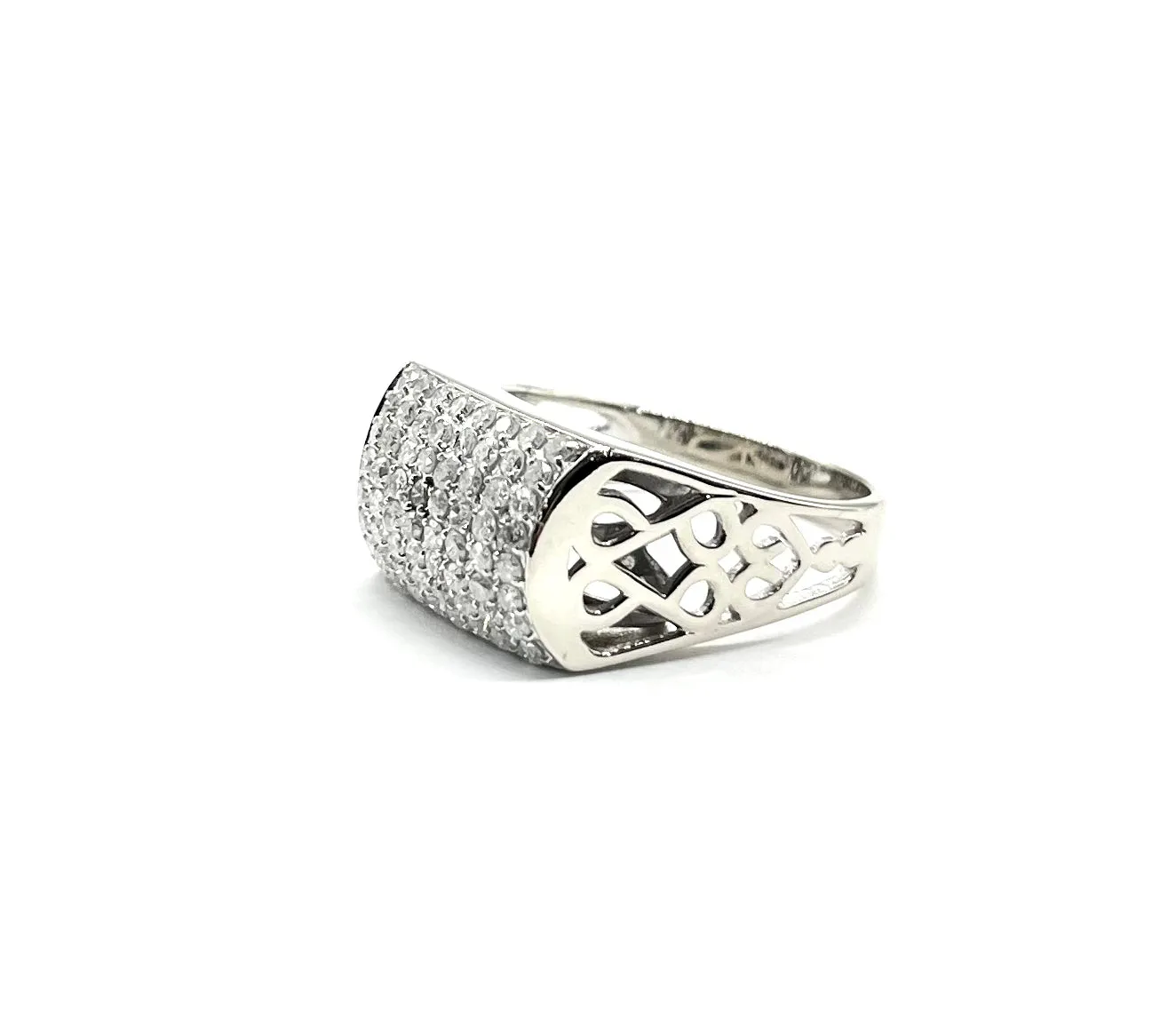 Wide Pave Diamond Cut Out Ring