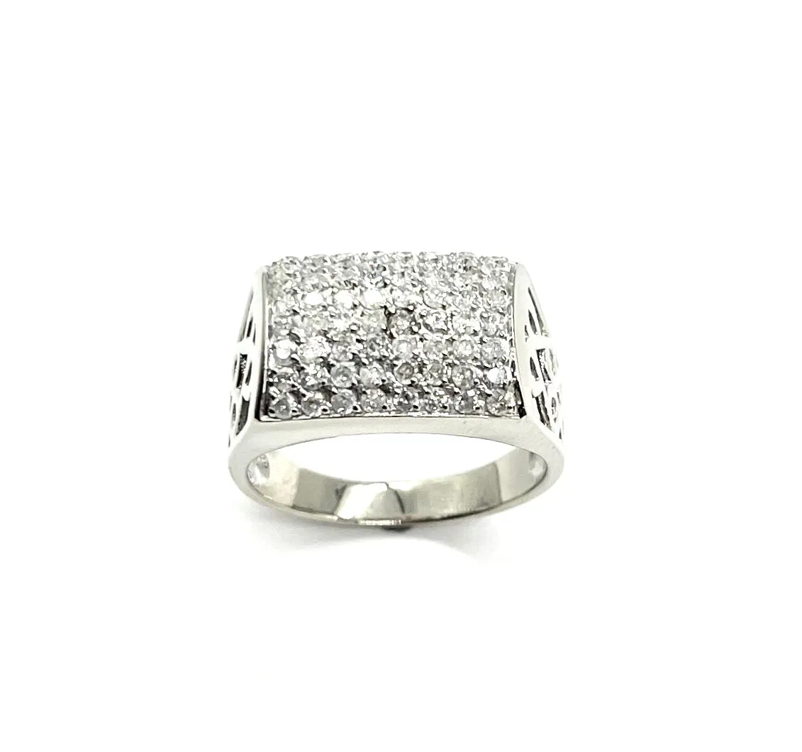 Wide Pave Diamond Cut Out Ring