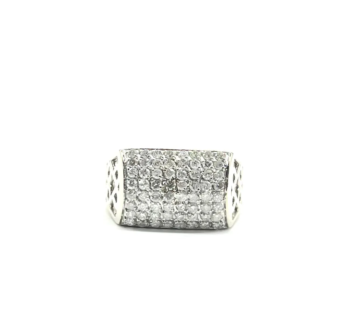 Wide Pave Diamond Cut Out Ring