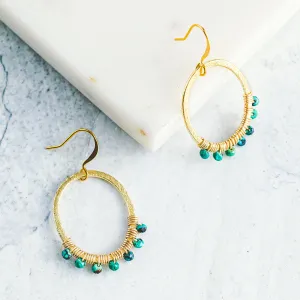 Wire Wrapped Crystal Hoop Earrings - Oval